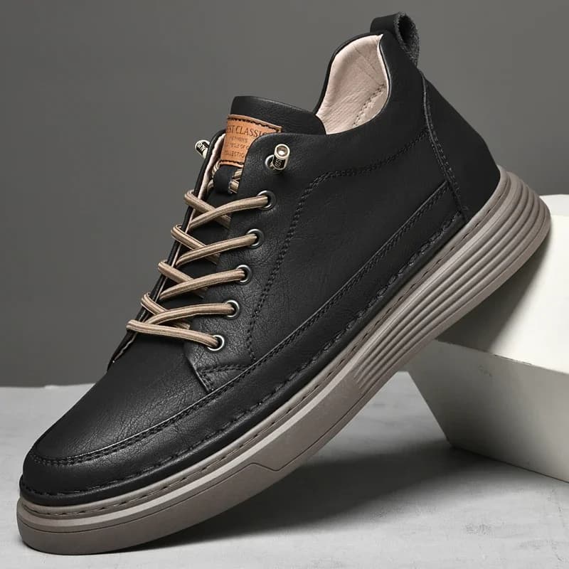 Italian Brand Men's Genuine Leather Casual Shoes Fashionable Beige Men's Hiking Shoes Camping High Top Shoes Big Size：36-47