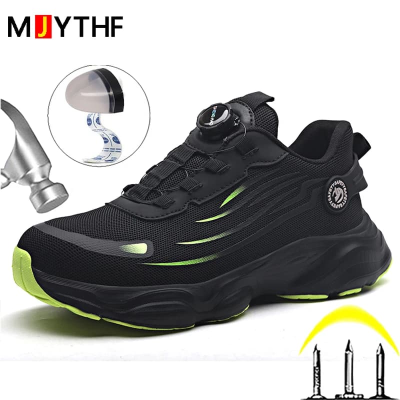 Rotating Button Security Shoes Men Boots Composite Toe Anti-Smash Work Sneakers Anti-Puncture Work Safety Shoes Protection Boots