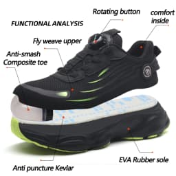 Rotating Button Security Shoes Men Boots Composite Toe Anti-Smash Work Sneakers Anti-Puncture Work Safety Shoes Protection Boots