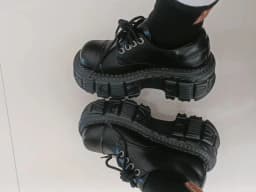2025 Mens Leather Punk Big Head Low Top Muffin Tank Heightening Platform Locomotive Rock Loafers Shoes