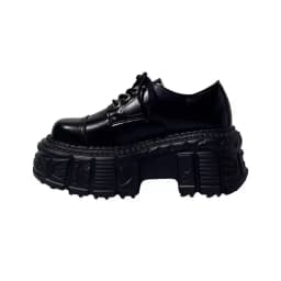 2025 Mens Leather Punk Big Head Low Top Muffin Tank Heightening Platform Locomotive Rock Loafers Shoes