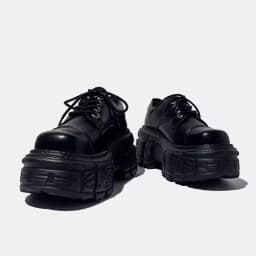 2025 Mens Leather Punk Big Head Low Top Muffin Tank Heightening Platform Locomotive Rock Loafers Shoes