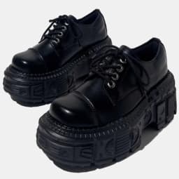 2025 Mens Leather Punk Big Head Low Top Muffin Tank Heightening Platform Locomotive Rock Loafers Shoes