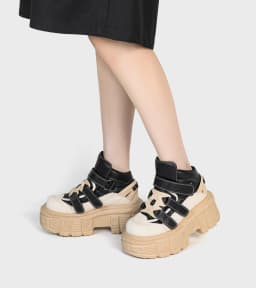 Gothic Ankle Rock Boots 2026 New Punk Style Women Shoes Lace-up Heel Height 6CM Platform Shoes Woman Metal Decor Woman Sneakers