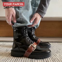 Tabi boots for men's autumn and winter casual short leather boots unisex lace up high cut split toe leather shoes for women