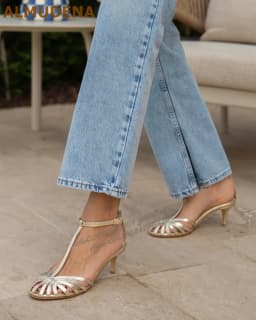 ALMUDENA Champagne Gold Silver Strappy Sandals Stiletto Heel T-Bar Narrow Band Caged Summer Dress Shoes Hollow Out Banquet Shoes