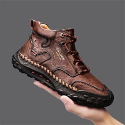 Men's Retro Hand-Stitched Chinese Casual Shoes, Trail Running Sneakers, Casual Fashion Walking and Hiking Shoes, Suitable for Casual Hiking, Outdoor Climbing, Daily Driving, Men's Boots, Black and Brown, Comfortable Soft Sole, Wear-Resistant, Non-Slip, Large Size Men's Shoes