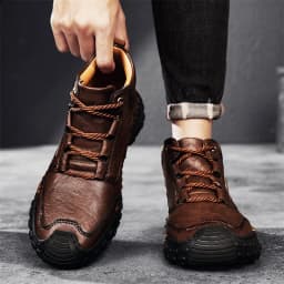 Men's Retro Hand-Stitched Chinese Casual Shoes, Trail Running Sneakers, Casual Fashion Walking and Hiking Shoes, Suitable for Casual Hiking, Outdoor Climbing, Daily Driving, Men's Boots, Black and Brown, Comfortable Soft Sole, Wear-Resistant, Non-Slip, Large Size Men's Shoes