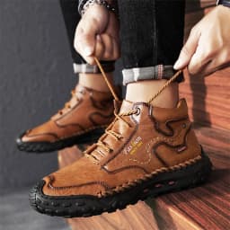 Men's Retro Hand-Stitched Chinese Casual Shoes, Trail Running Sneakers, Casual Fashion Walking and Hiking Shoes, Suitable for Casual Hiking, Outdoor Climbing, Daily Driving, Men's Boots, Black and Brown, Comfortable Soft Sole, Wear-Resistant, Non-Slip, Large Size Men's Shoes