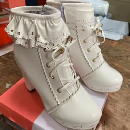 Autumn Winter Women's Ankle Boots Platform White Black Pink Sweet Short Boot Lace up Footwear Lolitas Shoes Girls Big Size 45