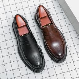Platform Wedding Brogues Shoes For Men Classic Office Social Men's Dress Leather Shoes Formal Casual Business Loafers Male