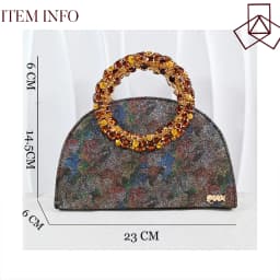 Queena Yan Multicolor Glitter Slingback Pointed Pumps Rhinestone Ring Handle Evening Clutch Matching Bag Set For Women Wedding