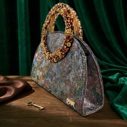 Queena Yan Multicolor Glitter Slingback Pointed Pumps Rhinestone Ring Handle Evening Clutch Matching Bag Set For Women Wedding