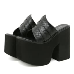 Gdgydh Black Platform Sandals for Women Wedge Heels Fashionable Strappy Back Open Toe Summer High Heel Sandals Slip-On Outdoor
