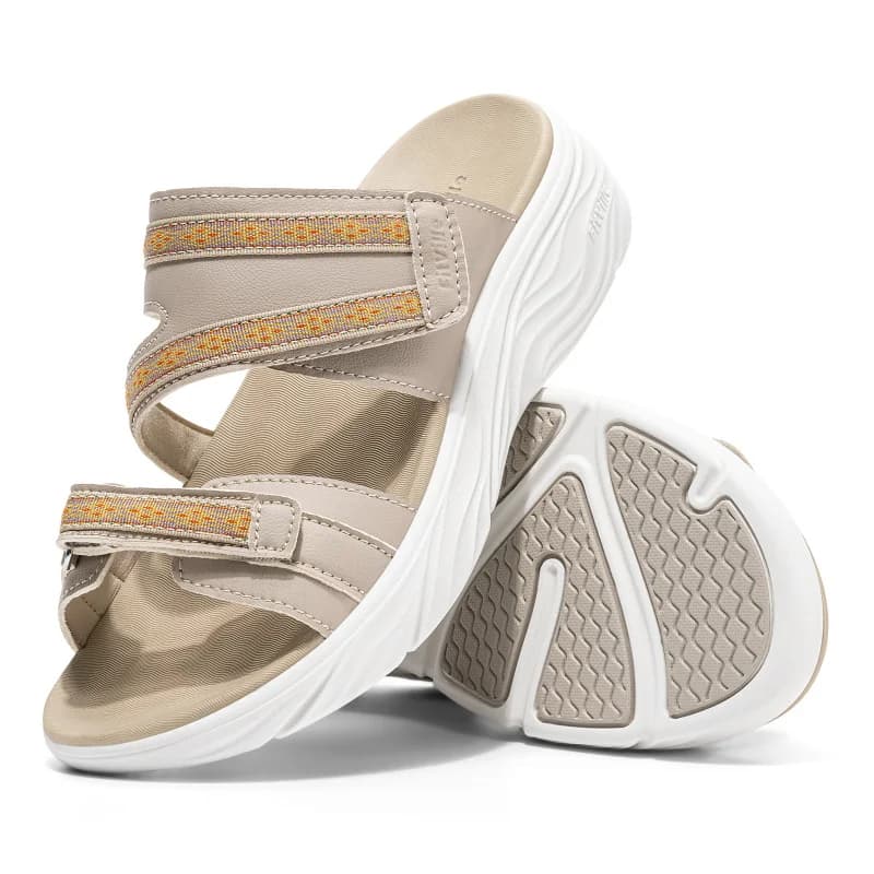 FitVille Women'S Wedge Slippers Wide Width Adjustable Straps Summer Beach Sandals Slipper For Swollen Feet And Bunion Relief