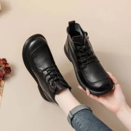 Genuine Leather Mother Shoes Women Ankle Boots Spring Autumn Retro Soft Cow Leather Brand Ladies Single Boots Plus Size 41 D623