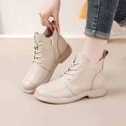 Genuine Leather Mother Shoes Women Ankle Boots Spring Autumn Retro Soft Cow Leather Brand Ladies Single Boots Plus Size 41 D623
