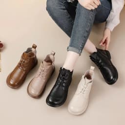 Genuine Leather Mother Shoes Women Ankle Boots Spring Autumn Retro Soft Cow Leather Brand Ladies Single Boots Plus Size 41 D623
