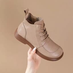 Genuine Leather Mother Shoes Women Ankle Boots Spring Autumn Retro Soft Cow Leather Brand Ladies Single Boots Plus Size 41 D623