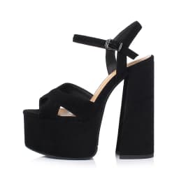 Arden Furtado Women's Summer Embossed Cowhide Platform Shoes Round Toe Super High Heel Sandals Large Size Commuter Footwear