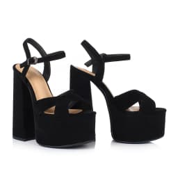 Arden Furtado Women's Summer Embossed Cowhide Platform Shoes Round Toe Super High Heel Sandals Large Size Commuter Footwear