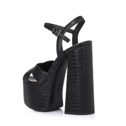Arden Furtado Women's Summer Embossed Cowhide Platform Shoes Round Toe Super High Heel Sandals Large Size Commuter Footwear