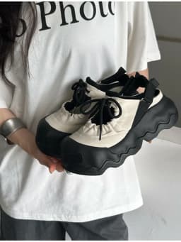 Summer Street Explosion 5CM Mary Jane Sandals Women's Wave Thick Bottom Lace Hollow Big Head Bread Shoes