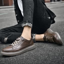 Italian Brand Men's Genuine Leather Casual Shoes Oxford Jogging Shoes Sneakers for Men Warm Cotton Shoes with/No Fur Size：38-47