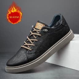 Italian Brand Men's Genuine Leather Casual Shoes Oxford Jogging Shoes Sneakers for Men Warm Cotton Shoes with/No Fur Size：38-47