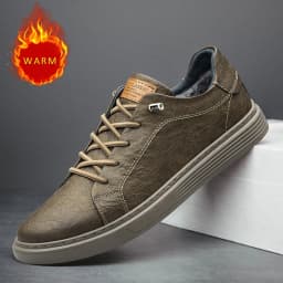 Italian Brand Men's Genuine Leather Casual Shoes Oxford Jogging Shoes Sneakers for Men Warm Cotton Shoes with/No Fur Size：38-47