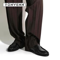 New Retro Loafers for Men Featuring Classic and Pleated Design Suitable for Work and Commuting with Slip-in Dress Leather Shoes