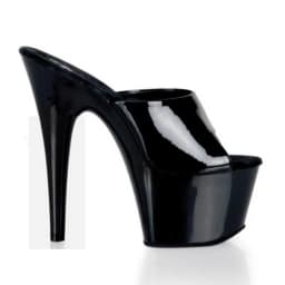 Sexy 15-17CM black lacquered high-heeled slippers, sexy women's 6-inch pole dancer style Slippers