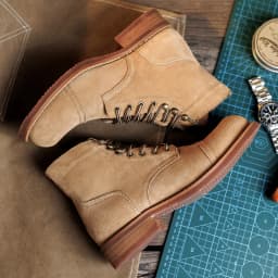 Suede Boot Goodyear-Welted Motorcycle Rugged Heritage Boots Vintage Suede Leather Punk Boot For Men Cowhide Mid-Cut Shoes