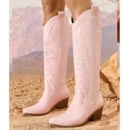 Eilyken Women Exquisite Embroidery Knee-High Boots Autumn Winter Low Heels Pointed Toe Long Booties Shoes Fashion Large Bize 43