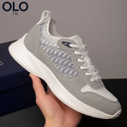 Gray Light Blue Color Block Mesh Dad Shoes Breathable Thick Platform Shock Absorb Casual Sneakers Unisex