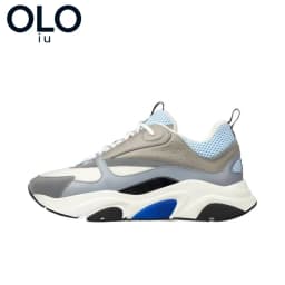 Gray Light Blue Color Block Mesh Dad Shoes Breathable Thick Platform Shock Absorb Casual Sneakers Unisex