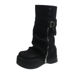 2026Women's Autumn and Winter Fashion Side Zipper Design Knight Boots, Multi-functional Retro Platform Boots, Suitable for Women