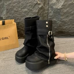 2026Women's Autumn and Winter Fashion Side Zipper Design Knight Boots, Multi-functional Retro Platform Boots, Suitable for Women