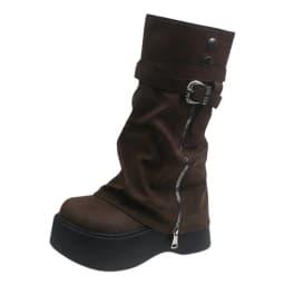 2026Women's Autumn and Winter Fashion Side Zipper Design Knight Boots, Multi-functional Retro Platform Boots, Suitable for Women