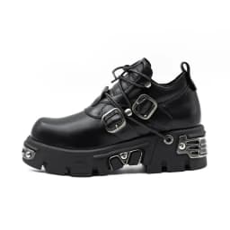 2025 New Dark Punk Style Woman Gothic Flame Carved Vintage Rock Boots Leather Shoes Metal Niche Low Top Platform Shoes