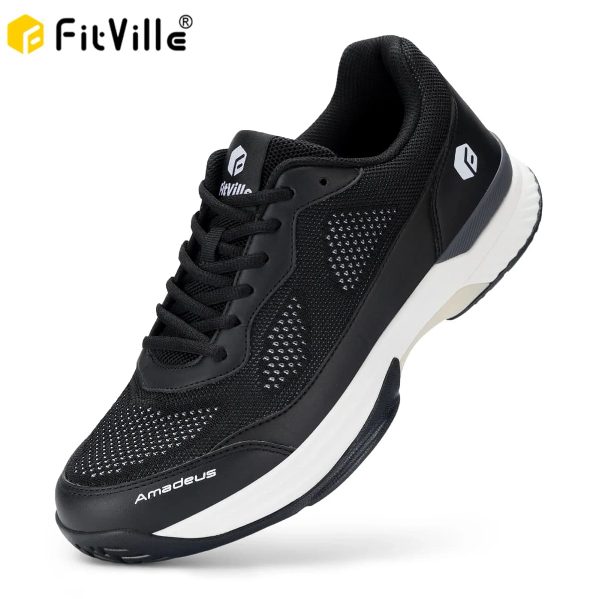 FitVille Wide Width Men's Tennis Shoes Professional Training Sneakers Breathable Non-Slip For Racquet Sport Arch Support