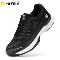 FitVille Wide Width Men's Tennis Shoes Professional Training Sneakers Breathable Non-Slip For Racquet Sport Arch Support