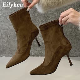 Eilyken Women Ankle Boots Sexy Thin High Heels Pointed Toe Female Shoes Spring Autumn Zipper Chelsea Short Booties