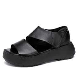 DRKANOL Women Platform Sandals 2026 Summer Wedges Heel Open Toe Shoes 100% Genuine Leather Casual Sandals Female Handmade Retro