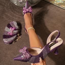 Italian Design Women's African Pointy Toe Thin Heels Streamline Texture Style Fashion Party High Heels And Exquisite Clutch Bags