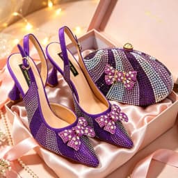 Italian Design Women's African Pointy Toe Thin Heels Streamline Texture Style Fashion Party High Heels And Exquisite Clutch Bags
