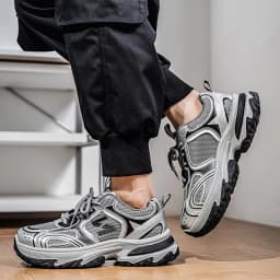 Hight Street Men's Mesh Chunky Sneakers Brand New Breathable Light Outdoor Running Shoes Student Soft-sole Sports Running Shoes