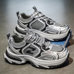 Hight Street Men's Mesh Chunky Sneakers Brand New Breathable Light Outdoor Running Shoes Student Soft-sole Sports Running Shoes