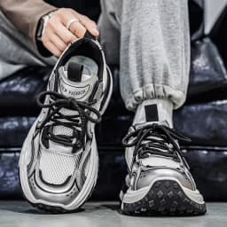 Hight Street Men's Mesh Chunky Sneakers Brand New Breathable Light Outdoor Running Shoes Student Soft-sole Sports Running Shoes