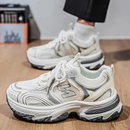 Hight Street Men's Mesh Chunky Sneakers Brand New Breathable Light Outdoor Running Shoes Student Soft-sole Sports Running Shoes